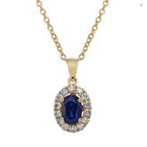 Blue Sapphire & Diamond Pendant - Dracakis Jewellers